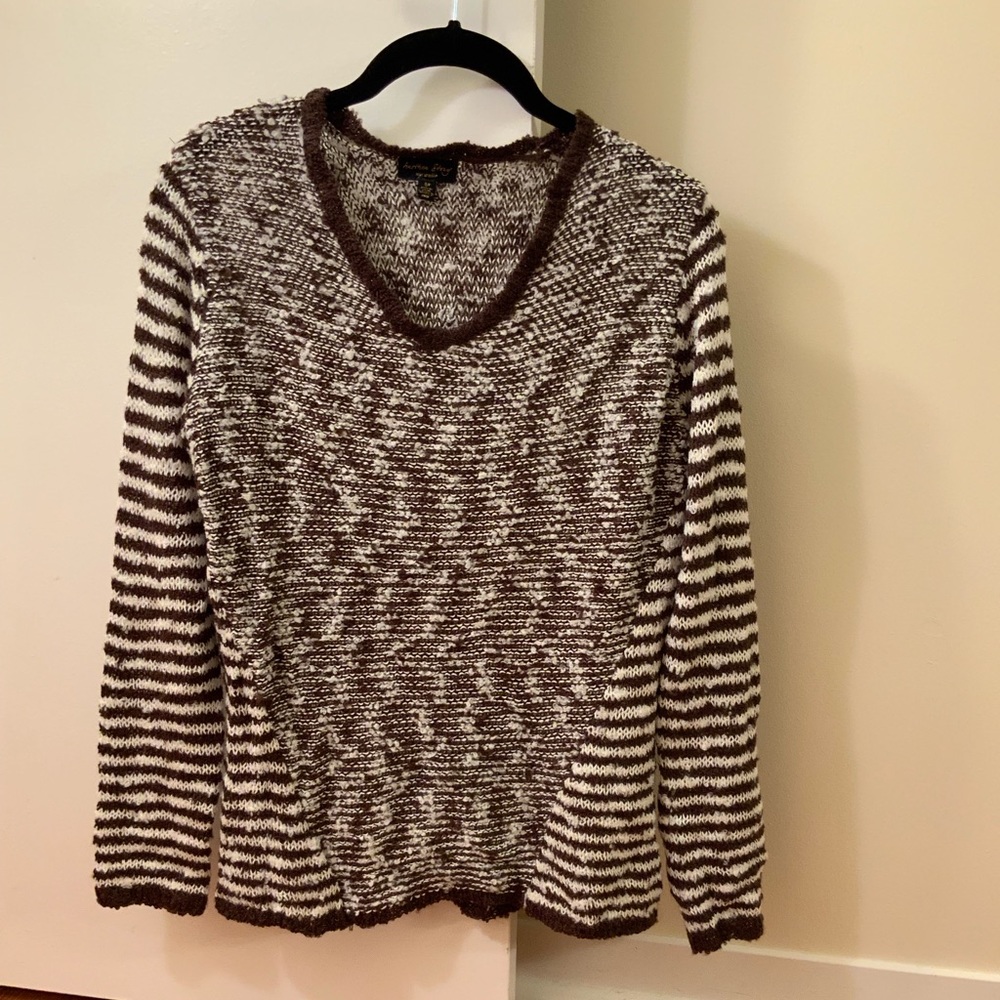 Brown and white sweater